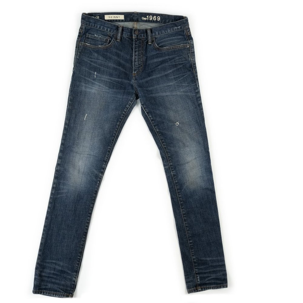 GAP 1969 Skinny dark blue slightly distressed jeans size 31x32